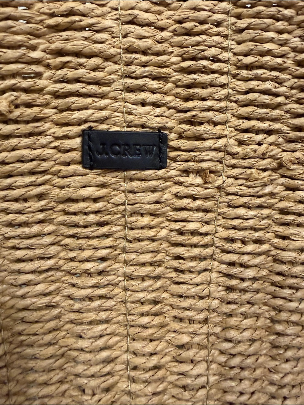 J.Crew Como Woven Straw Tote Bag w/ Black Straps - Natural - Picture 3 of 6